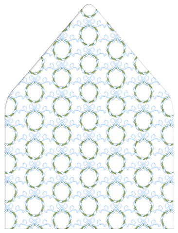 Holiday Boxwood Wreath Holiday Photo Card Envelope Liner Add-On, Blue