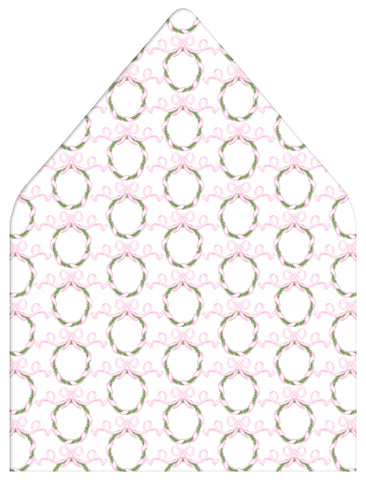 Holiday Boxwood Wreath Holiday Photo Card Envelope Liner Add-On, Pink