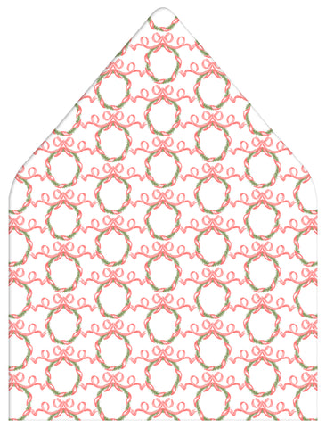 Holiday Boxwood Wreath Holiday Photo Card Envelope Liner Add-On, Red