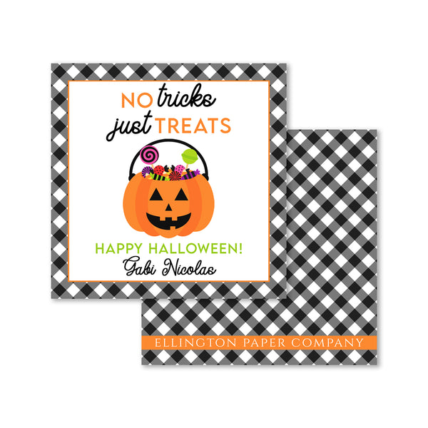 No Tricks, Just Treats Halloween Enclosure Cards and Stickers