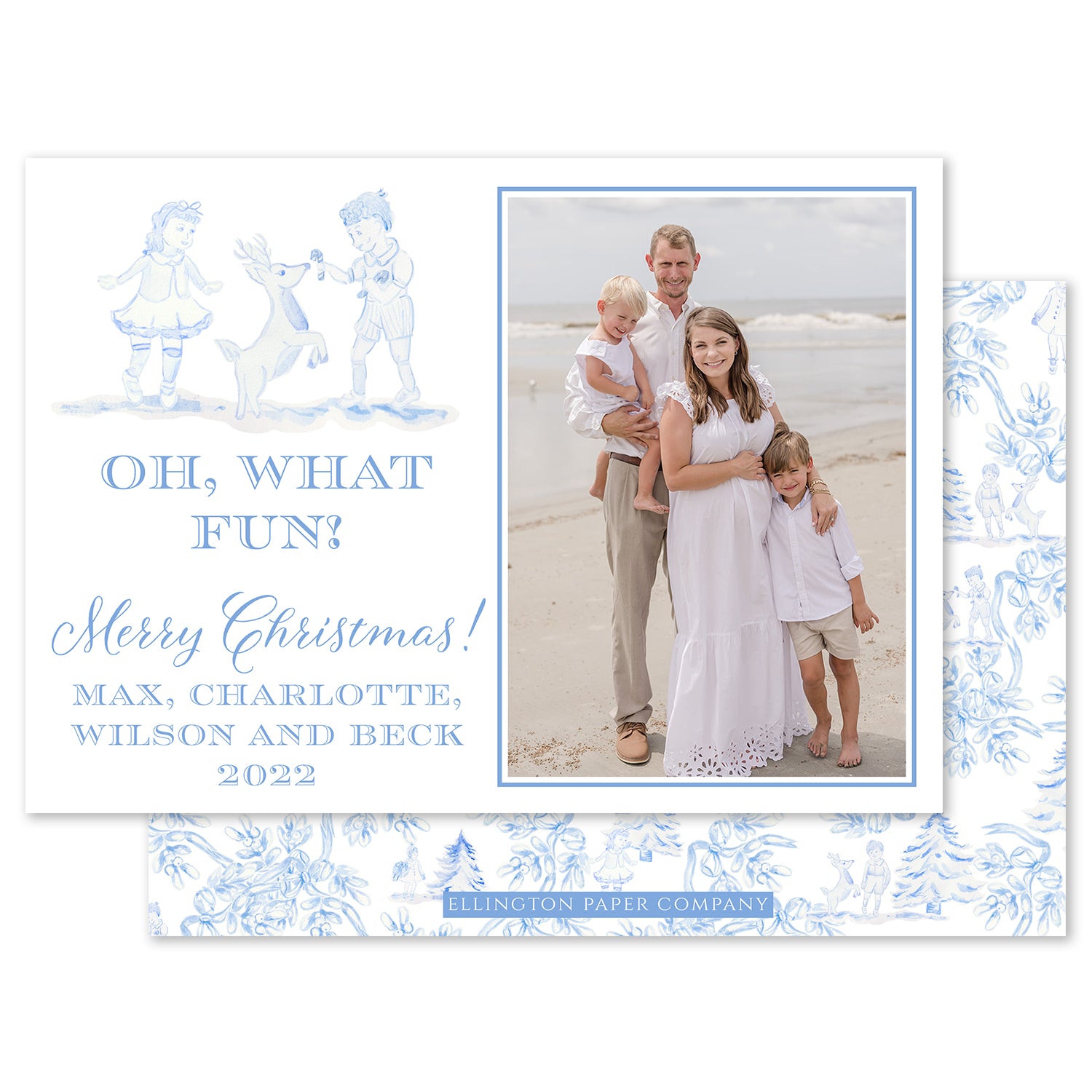 Oh, What Fun Holiday Photo Card, Blue