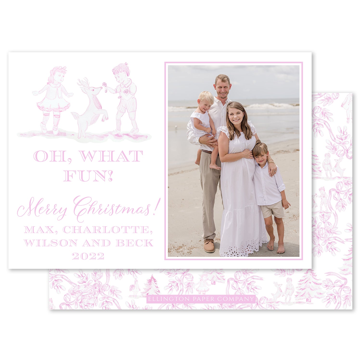 Oh, What Fun Holiday Photo Card, Pink