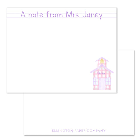 Schoolhouse Teacher Flat Notecards, Pink