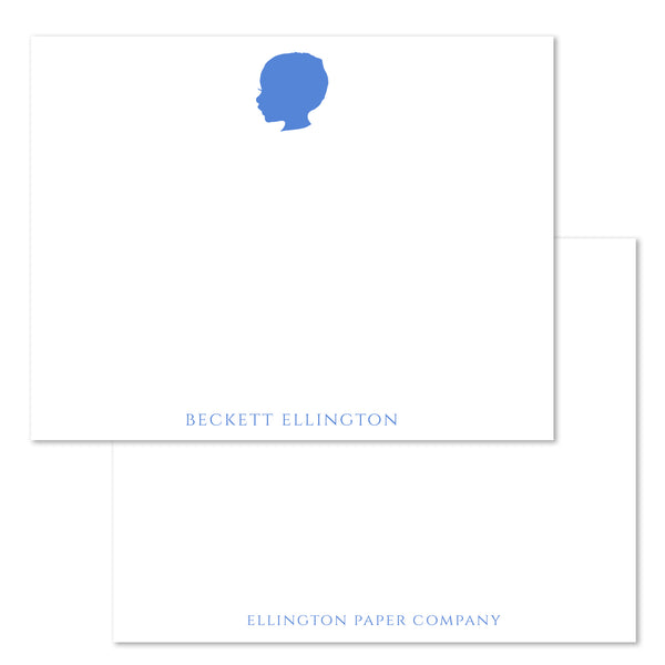 Custom Silhouette Flat Notecard, Script Font