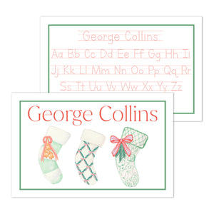 Stockings Laminated Placemat, Red and Green with Block Letters