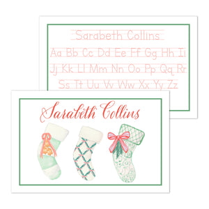 Stockings Laminated Placemat, Red and Green with Script Letters